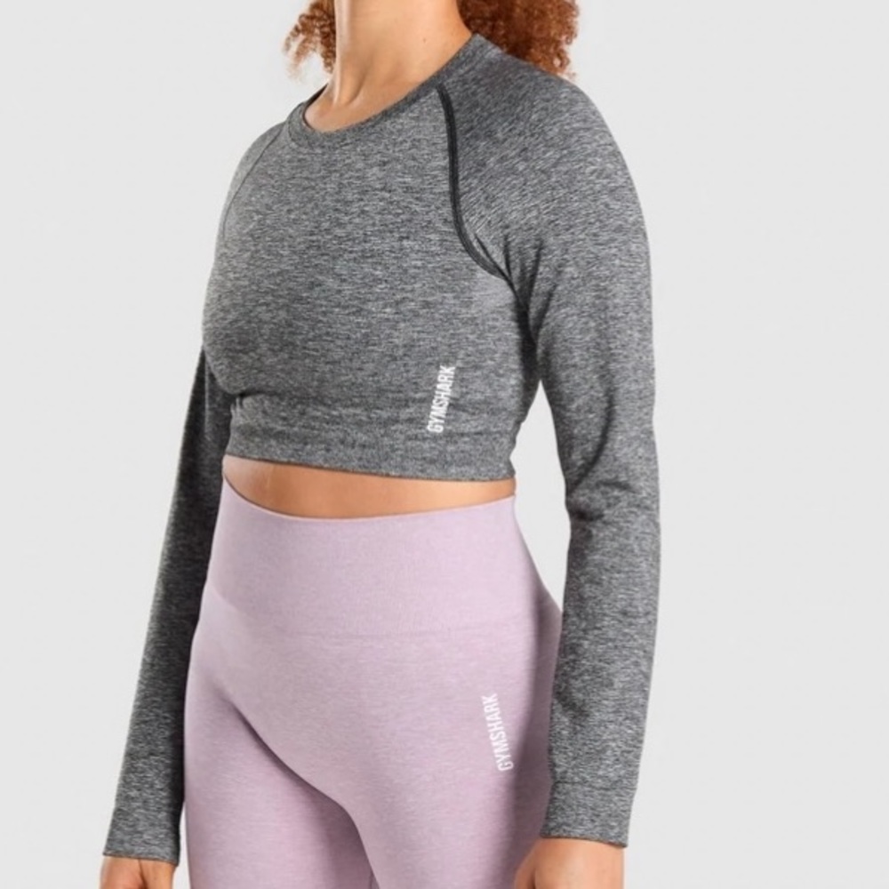 Gymshark Adapt marl seamless long sleeve crop top